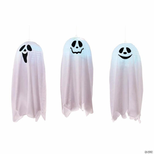Light-Up Color Change Happy Ghosts Hanging Decoration