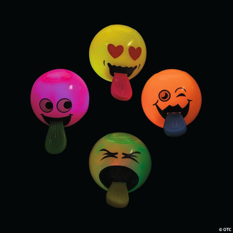 Light-Up Pop-Out Tongue Bouncy Balls - 12 Pc.
