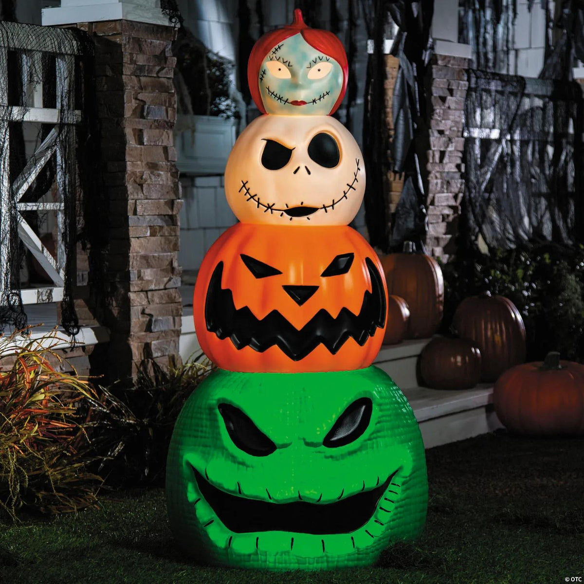 49-inch light-up Nightmare Before Christmas character pumpkin stack