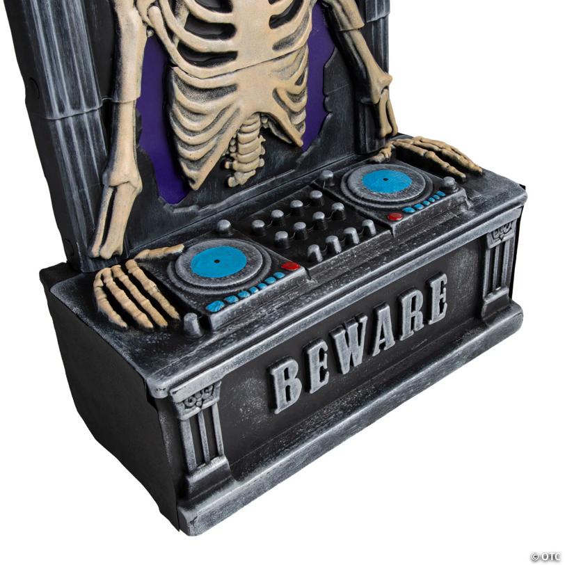 Light-Up Tombstone Skeleton DJ with Sound Halloween Decoration - 3 Ft.