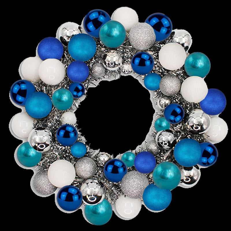 16" Pre-Lit Christmas Wreath displayed on a front door