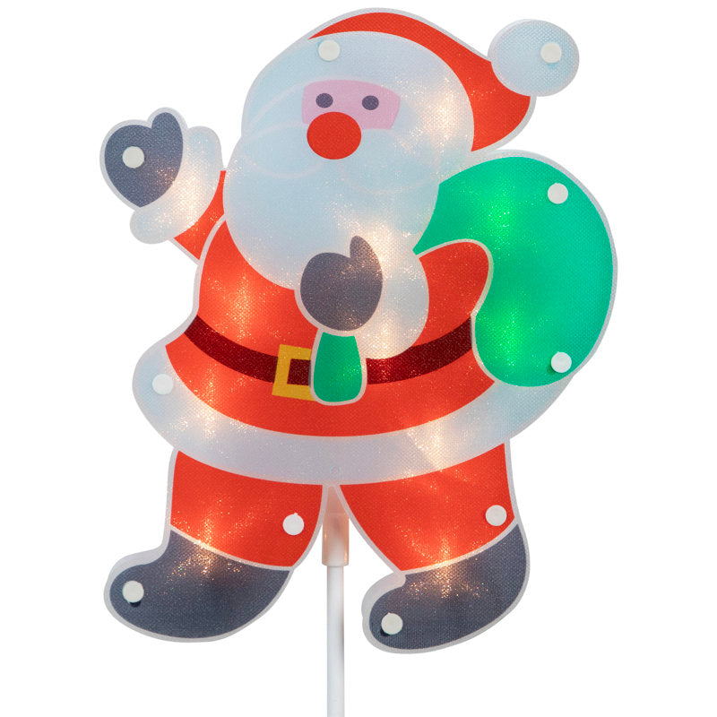 Lighted Holographic Santa Claus Christmas Pathway Markers 25"