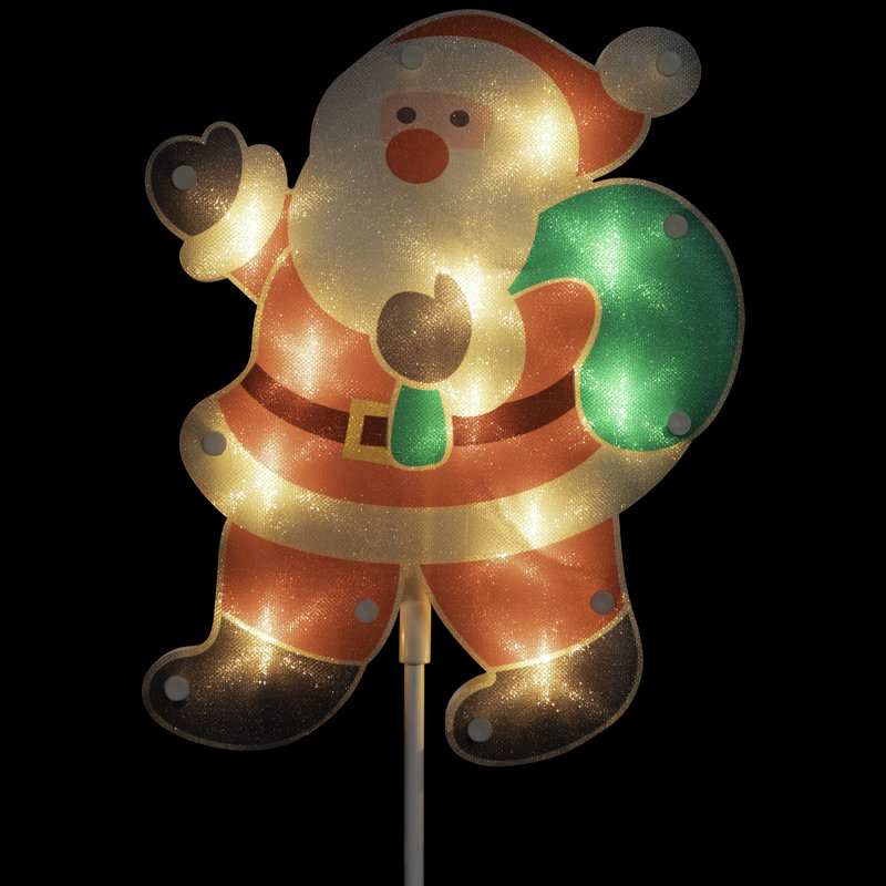 Lighted Holographic Santa Claus Christmas Pathway Markers 25"