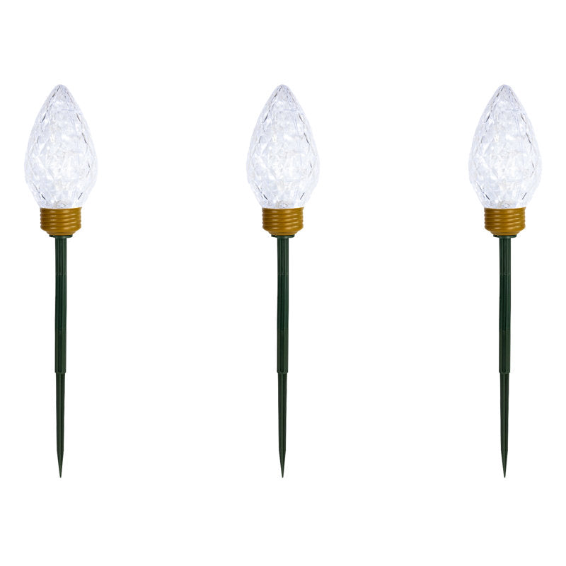 Lighted LED C9 Bulb Christmas Pathway Marker Lawn Stakes - Clear Lights