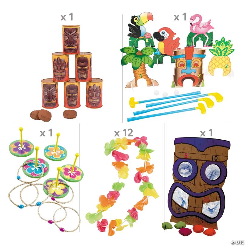 Luau At-Home Game Night Outdoor Games & Leis Assortment - 16 Pc.