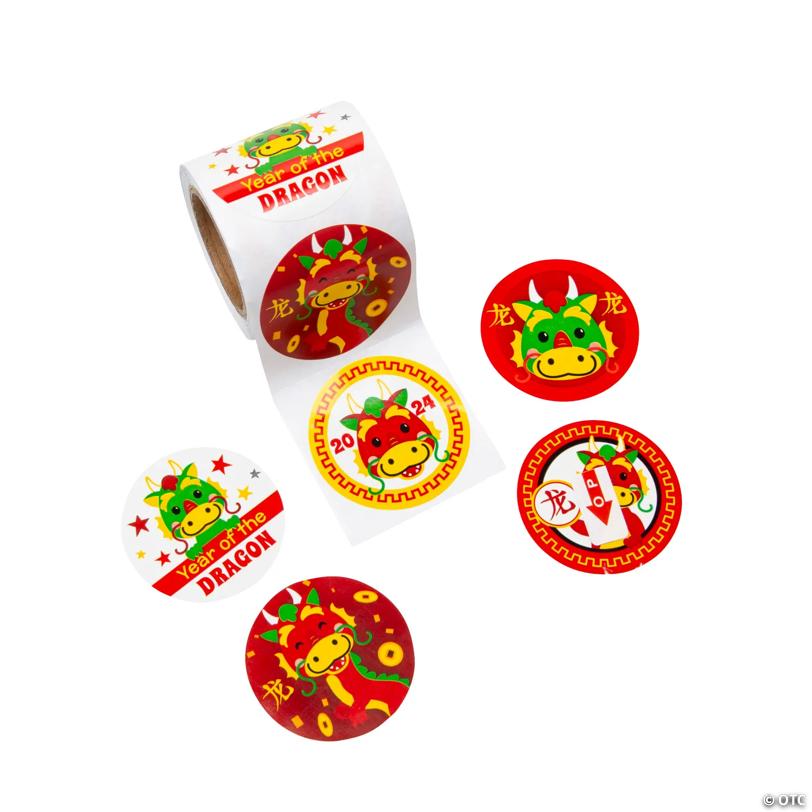 Lunar New Year of the Dragon Sticker Roll - 100 Pc. | USA Decoration®