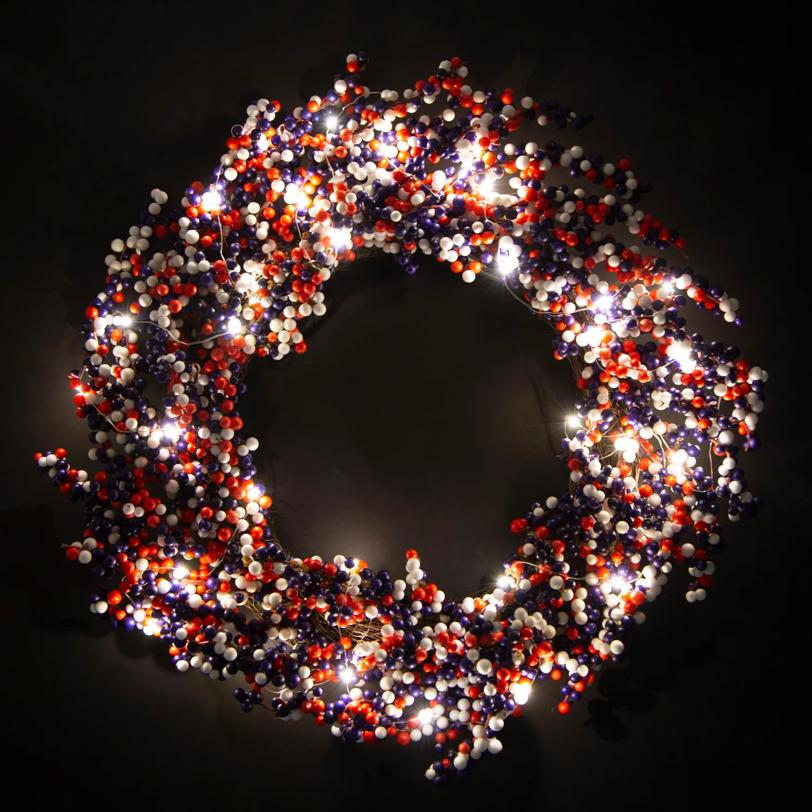 Light-Up Red White & Blue Patriotic Wreath