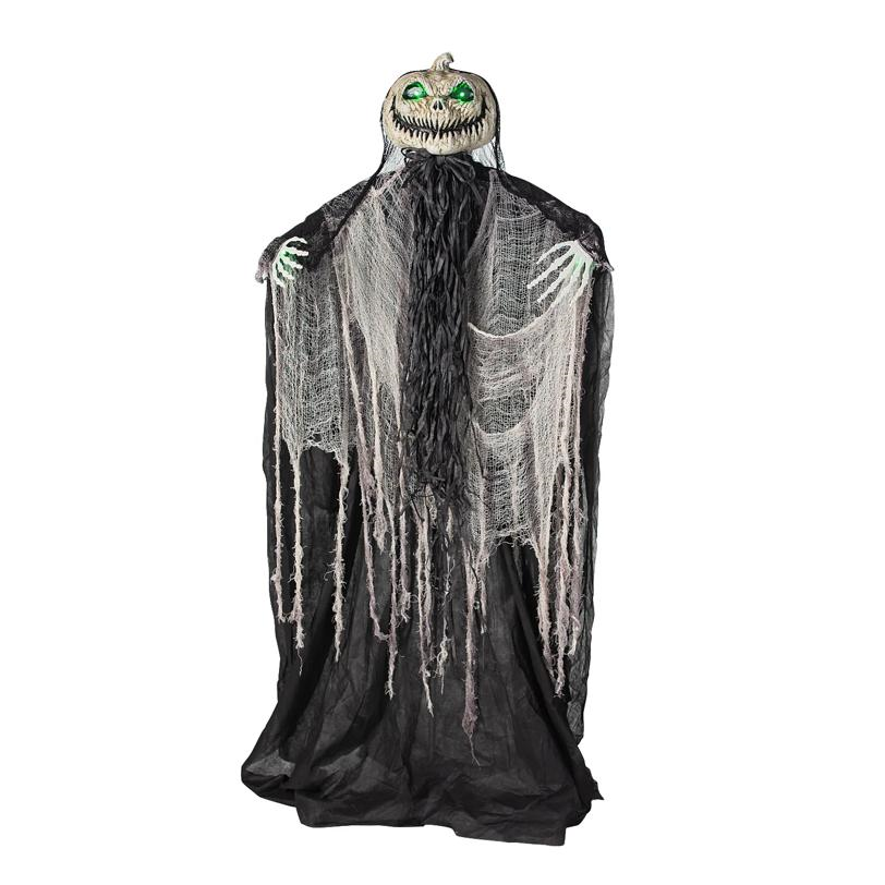 Green Light-Up Standing Pumpkin Man Halloween Decoration 66"