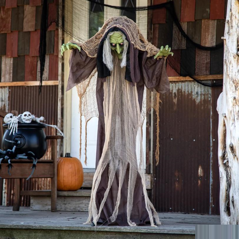 Light-Up Standing Hunchback Witch Halloween Decoration 43 1/4 x 57