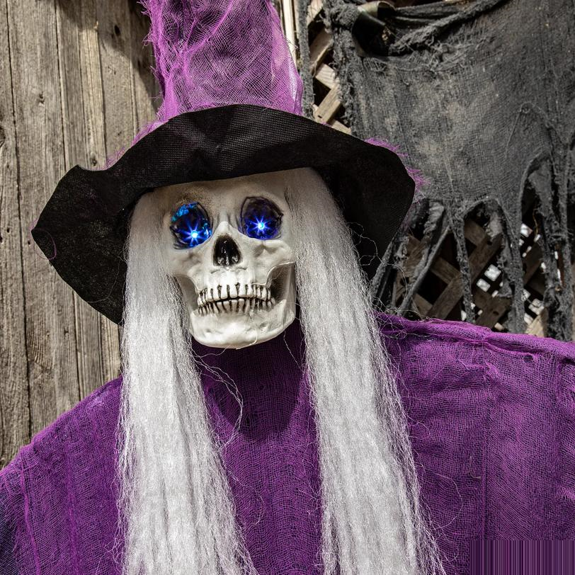 Light-Up Eyes Skeletal Witch Halloween Hanging Decoration 6 Ft.