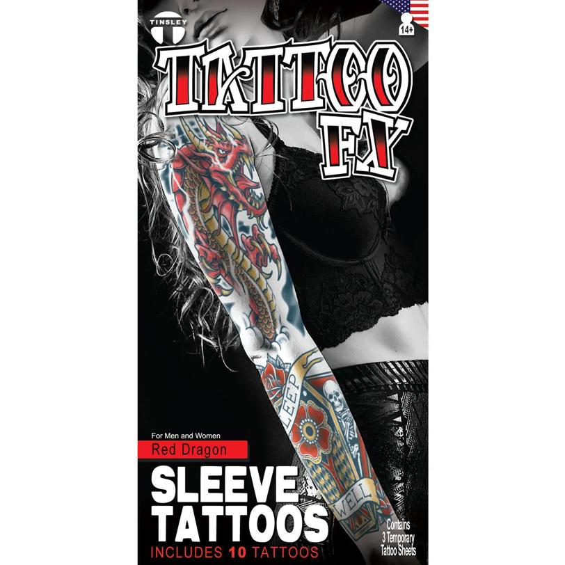 Tinsley Transfers Red Dragon Sleeve Temporary Tattoos