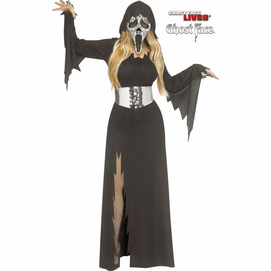 Adults Ghost Face Mirror Bling Hooded Gown Costume