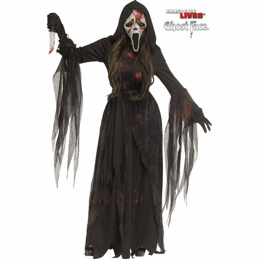 Adults Ghost Face Bloody Bling Hooded Gown Costume