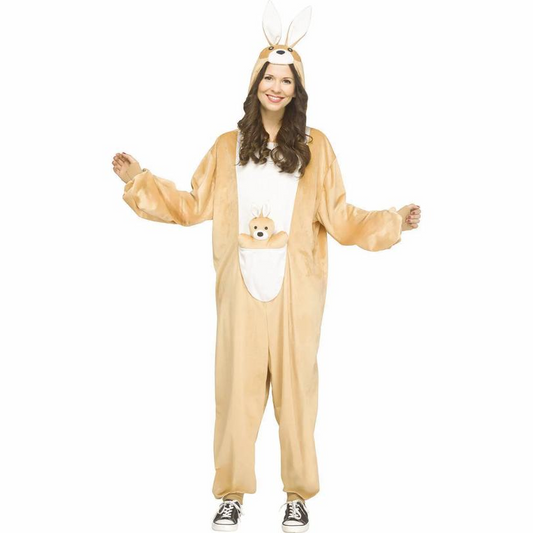 Adults E-Z Kangaroo Hooded Jumpsuit Costume