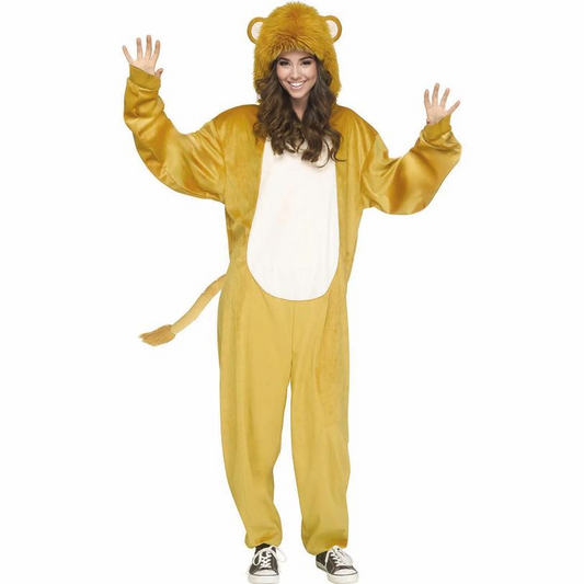 Adults E-Z Lion Hooded Jumpsuit Costume
