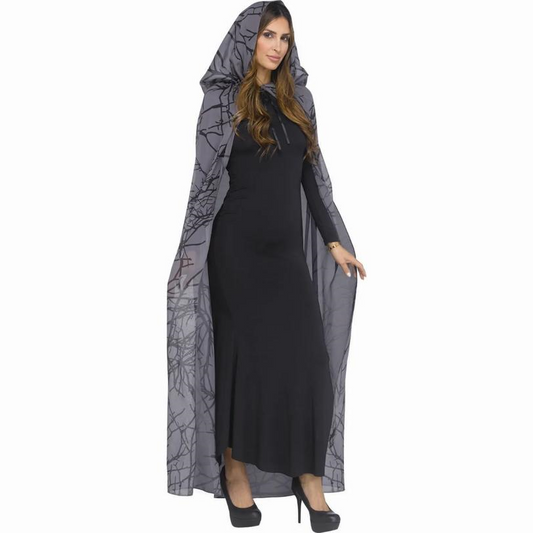 Adults Black Forest Polyester Hooded Cape Costume Accessory