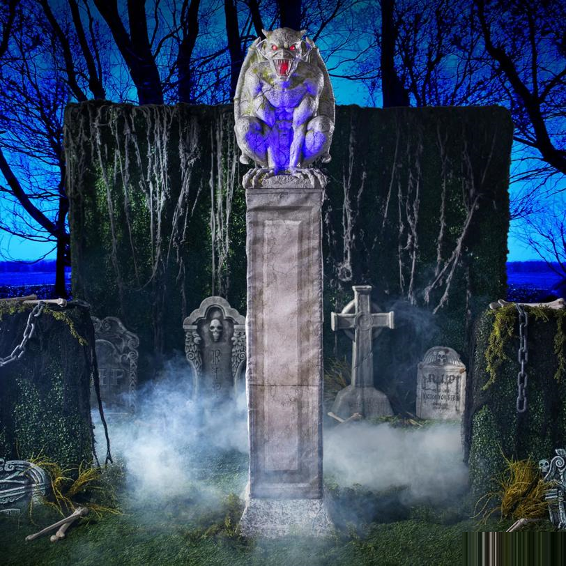 Oversized Gargoyle Pillar Animated Halloween Prop 96"