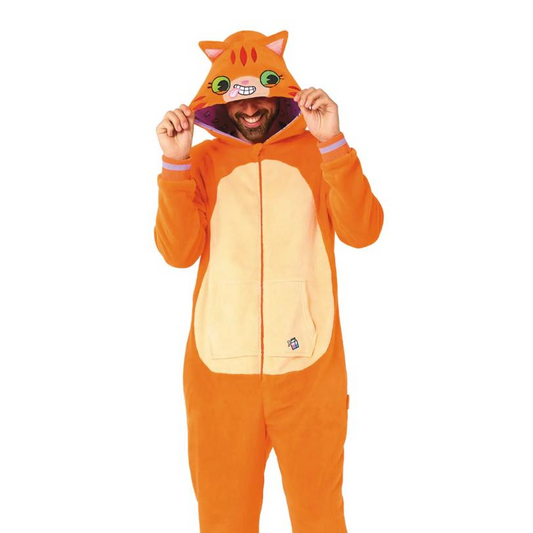 Adults Red Cat Hooded Onesie Costume