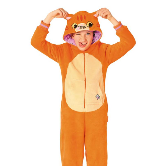 Kids Red Cat Hooded Onesie Costume