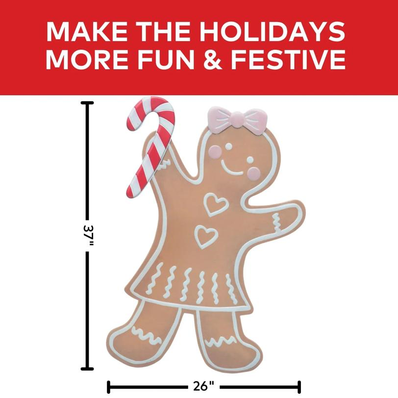 37 3/4" Iron Gingerbread Girl Christmas Decoration