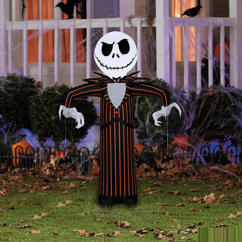 42" Airblown Inflatable Light-Up The Nightmare Before Christmas Jack Skellington with Orange Pinstripe Outdoor Decoration