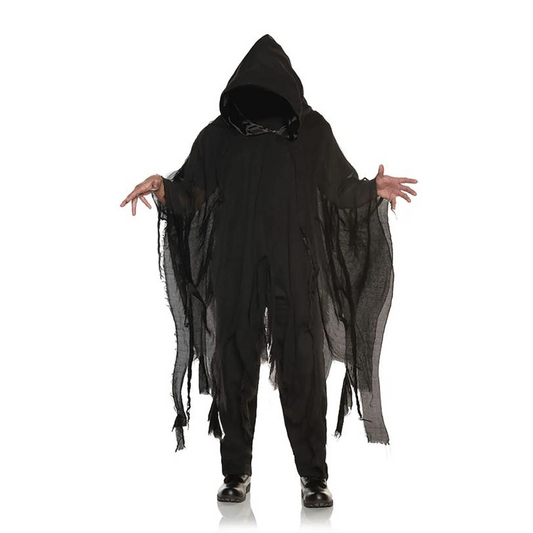 Adults Black Shredded Phantom Hooded Cape - One Size