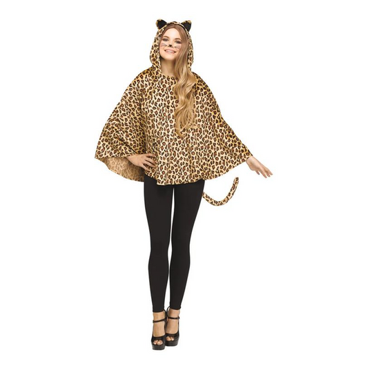 PONCHO LEOPARD HOODED