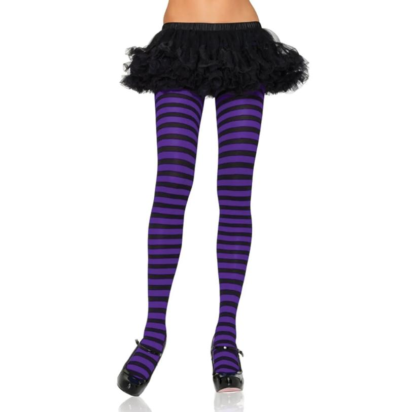 Tights Striped Black Purple
