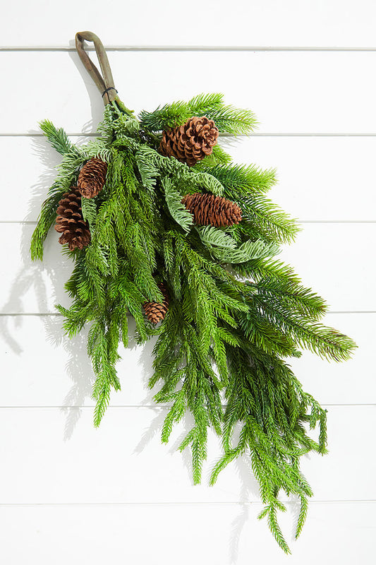 27” Real Touch Norfolk Spruce Juniper Teardrop for Holiday and Winter Decor