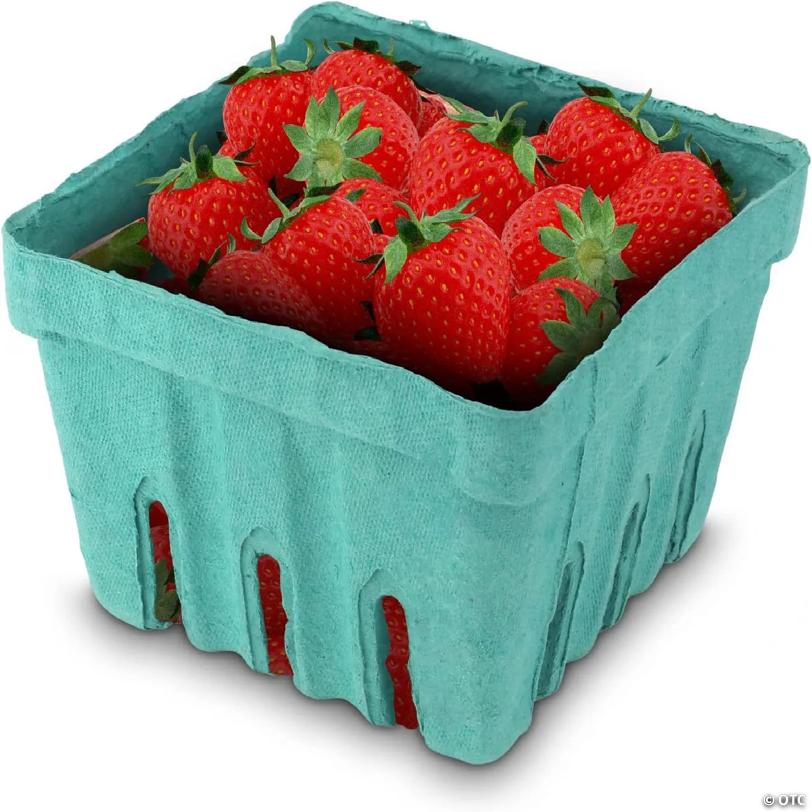 MT Products Green Vented Produce Berry Basket 1 Pint Pulp Fiber - Pack of 15