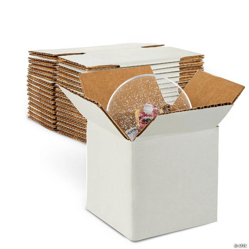 MT Products White Corrugated Cardboard Shipping Boxes 6" x 6" x 6" - Pack of 10