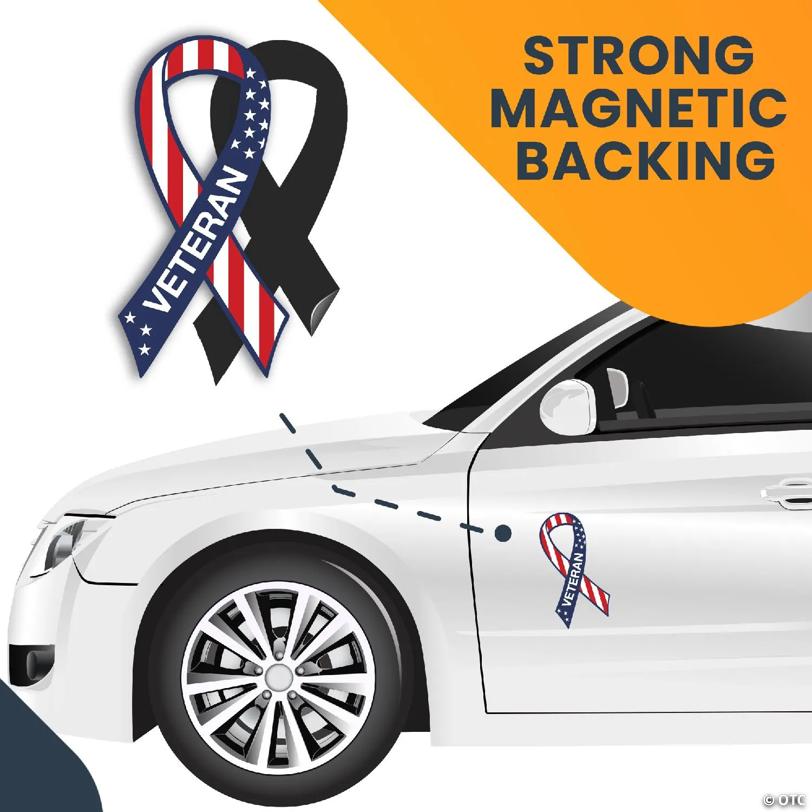 Magnet Me Up American Flag Veteran Ribbon Magnet Decal, 3.5x7 Inches, Heavy Duty Automotive Magnet for Car Truck SUV