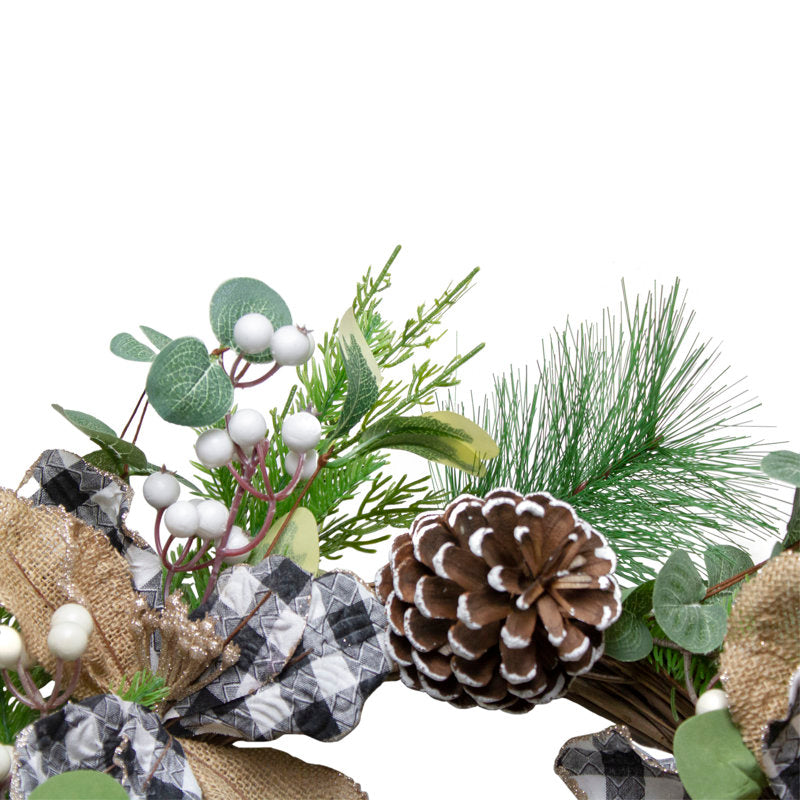 30" Pre-Lit Artificial Christmas Wreath as a festive door display