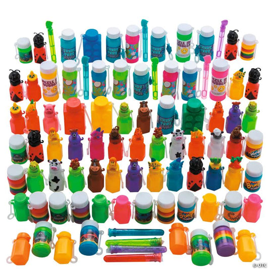Mega Bulk 108 Pc. Plastic Bubble Bottle Assortment with Wands