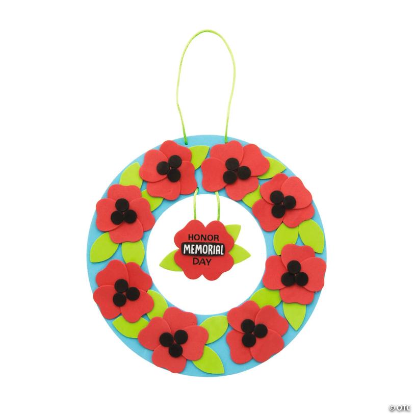 Memorial Day Poppy Wreath Craft Kit- Makes 12