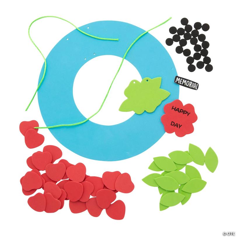 Memorial Day Poppy Wreath Craft Kit- Makes 12
