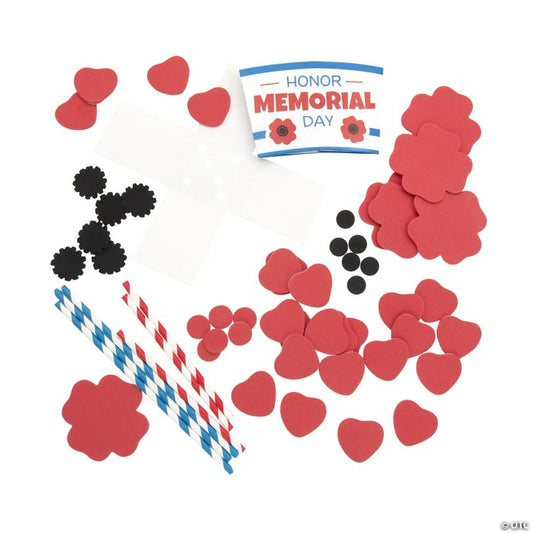 Memorial Day Straw Poppy Flower Bouquet Craft Kit - Makes 12