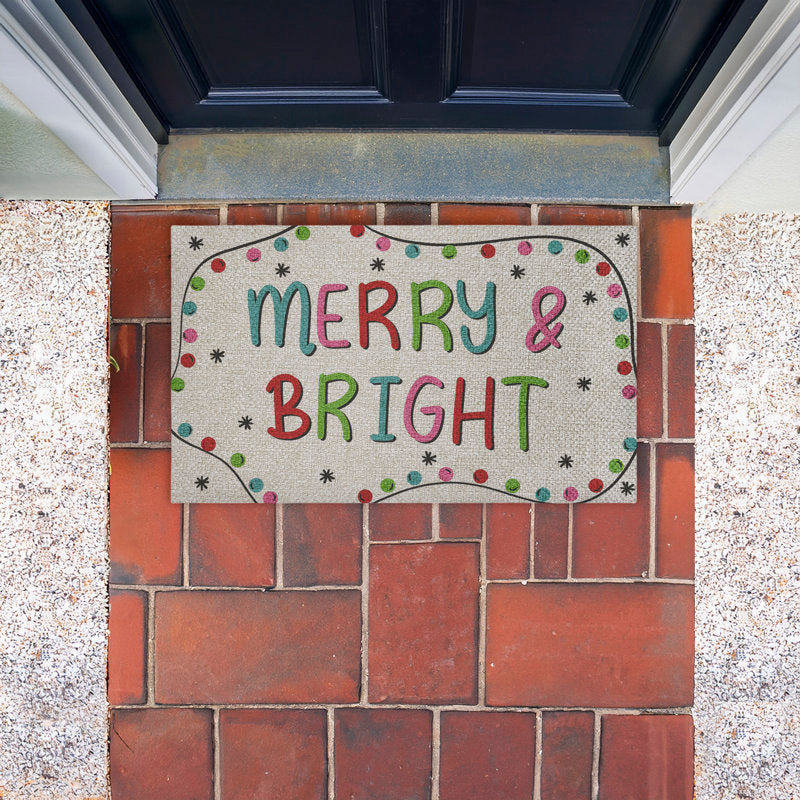 Merry & Bright Ornament Border Outdoor Door Mat, design by Emily Cromwell, 18"x30"