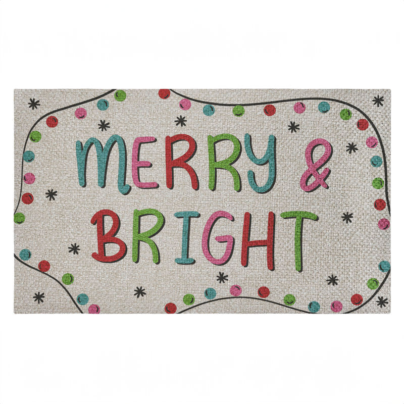 Merry & Bright Ornament Border Outdoor Door Mat, design by Emily Cromwell, 18"x30"