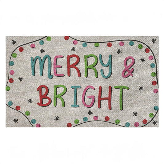 Merry & Bright Ornament Border Outdoor Door Mat, design by Emily Cromwell, 18"x30"