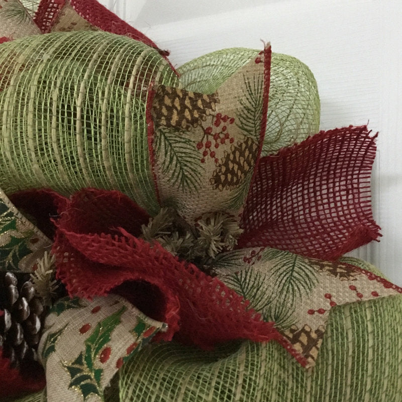 22" Pre-Lit Gnome Christmas Wreath displayed on a front door