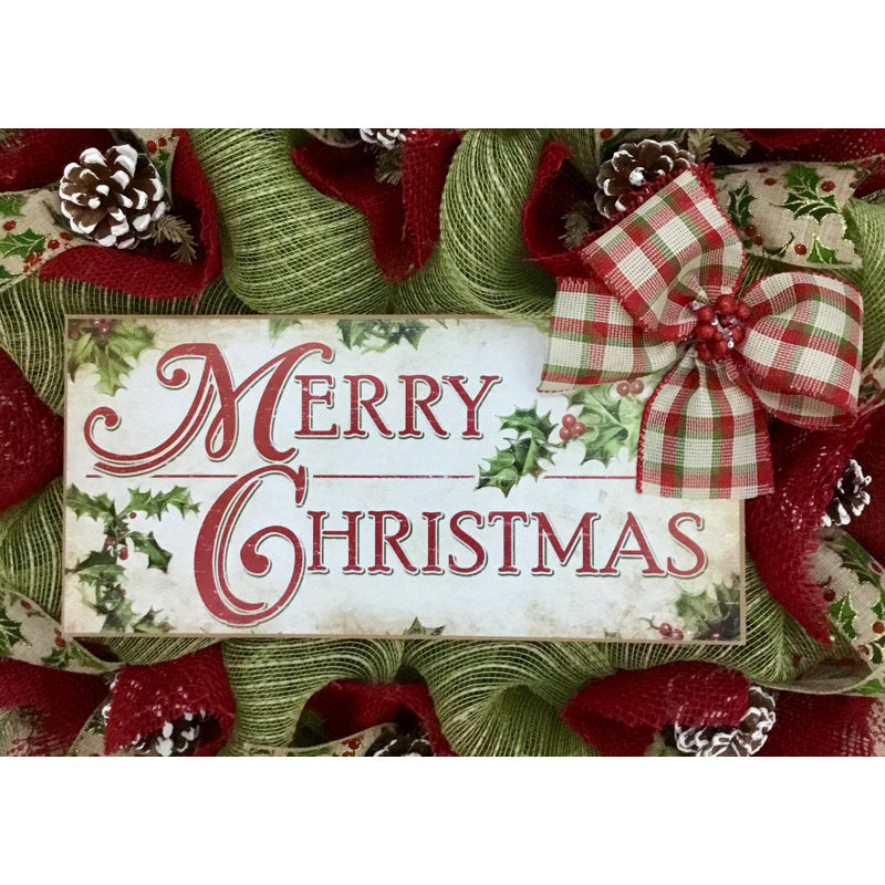 22" Pre-Lit Gnome Christmas Wreath displayed on a front door