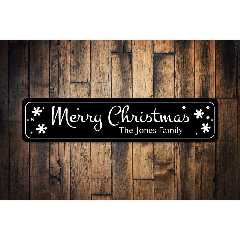 Merry Christmas Snowflake Aluminum Sign