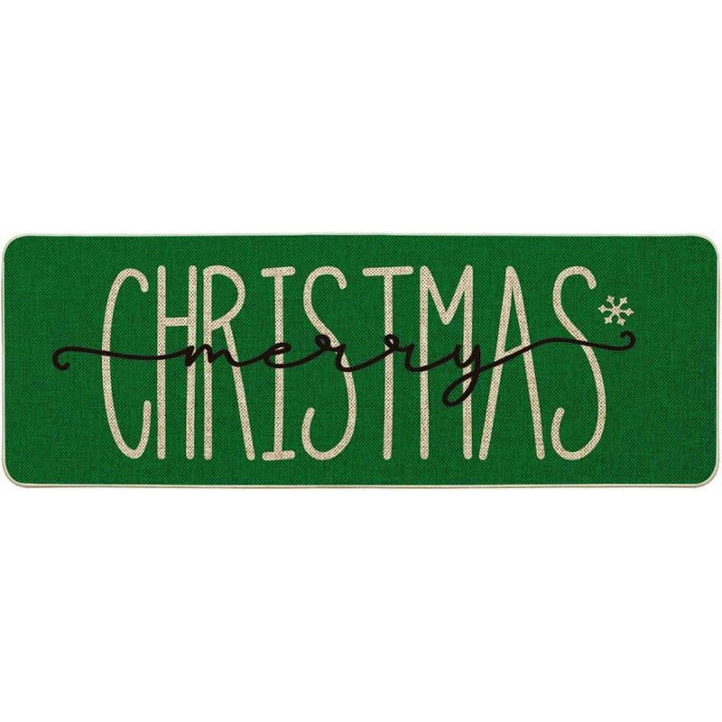 Merry Christmas Snowflake Welcome Decorative Doormat, Seasonal Winter Low-Profile Floor Rug Switch Mat For Outdoor