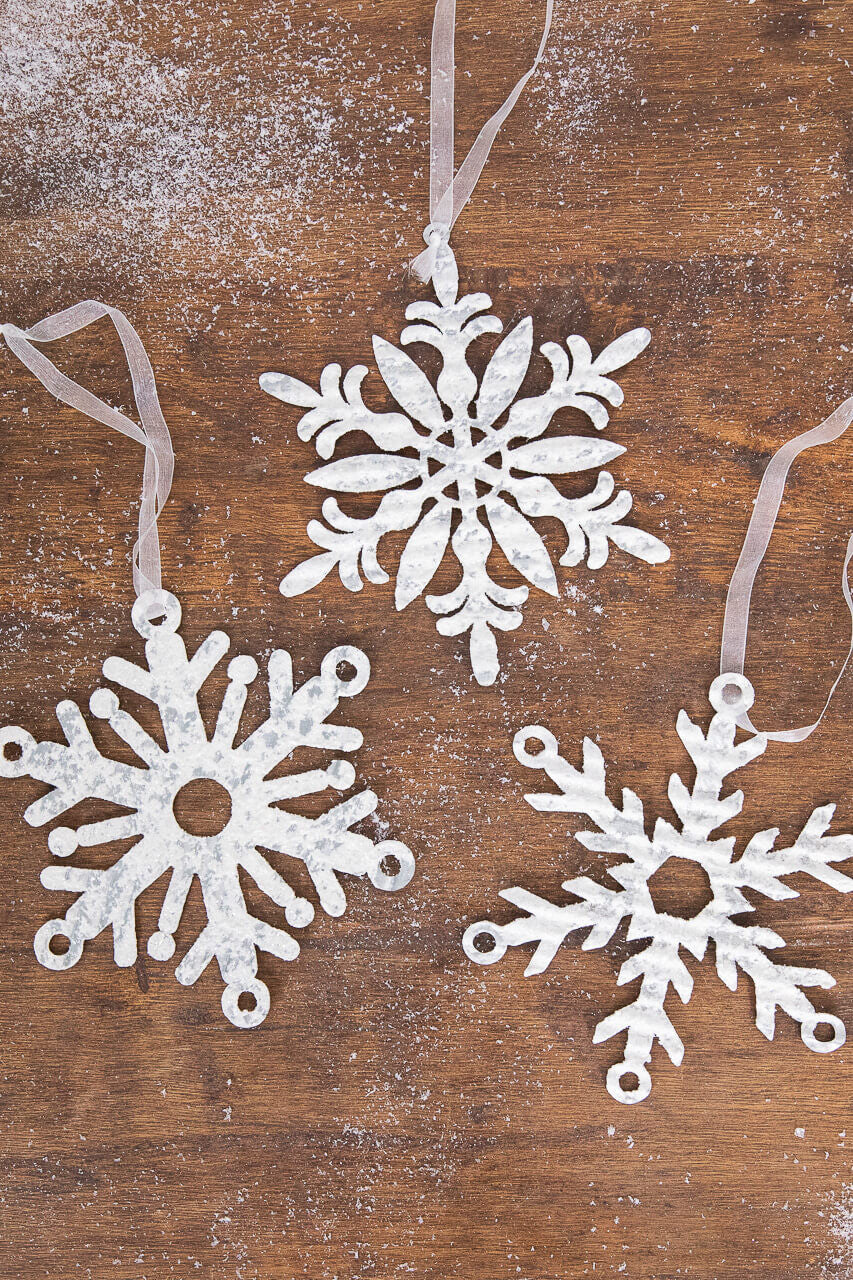 7.75? Metal Snowflake Ornament Brushed Finish Holiday Decoration