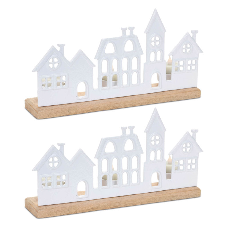 Metal Village Tealight Candle Holder