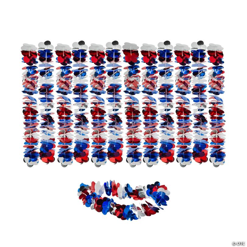 Metallic Patriotic Leis - 12 Pc.