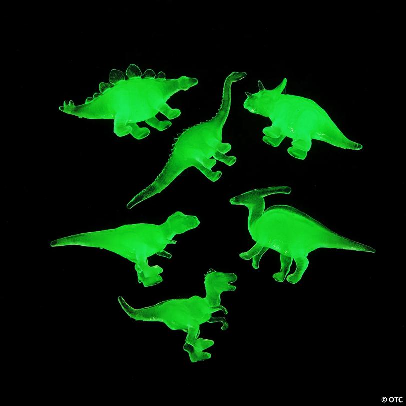 Micro Glow-in-the-Dark Squishy Dinosaurs - 12 Pc.