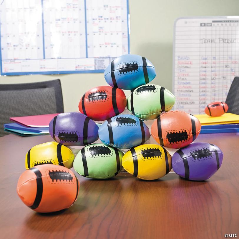 Mini Bright Foam Footballs - 12 Pc.