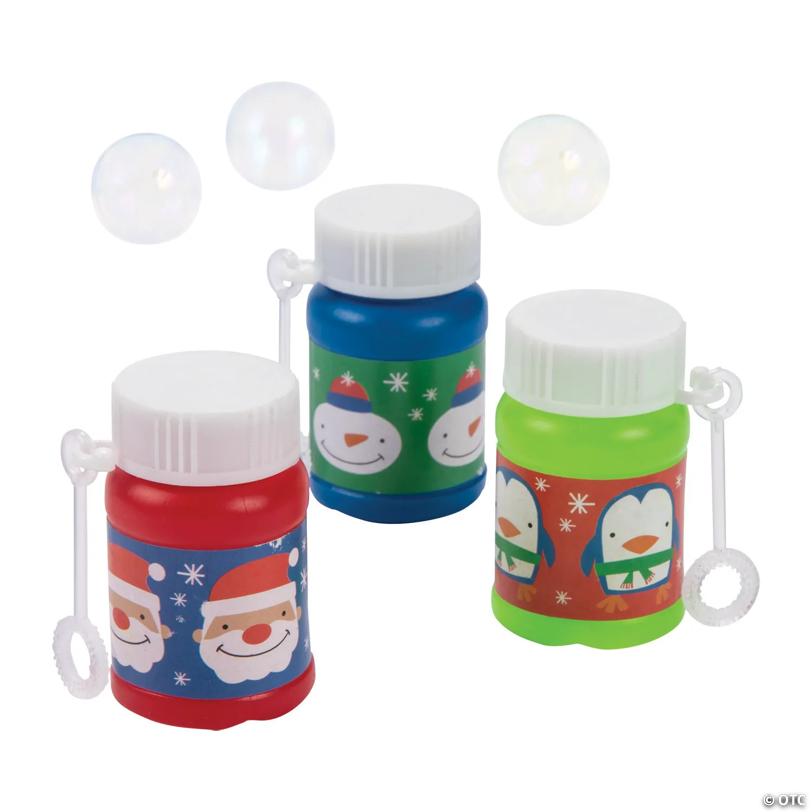 Mini Christmas Bubble Bottles - 24 Pc.